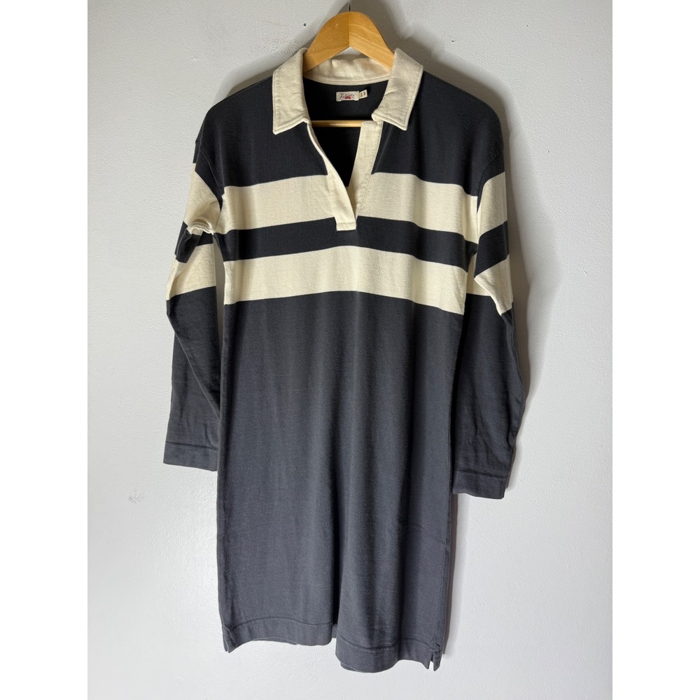 Faherty Rugby Jersey Polo Dress Open Stripe navy white size XS